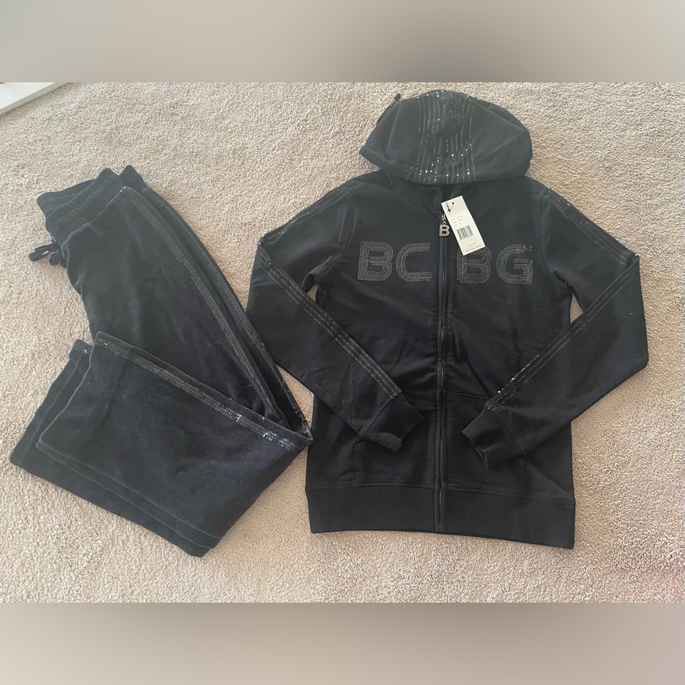 BCBGMaxAzria black sequin tracksuit